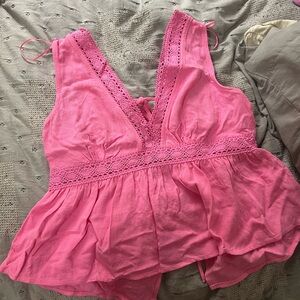 Pink Lace Tank Top